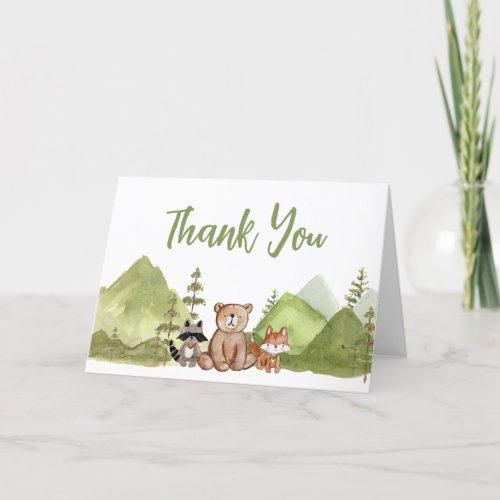 Adventure Begin Woodland Baby Shower  Thank You Card