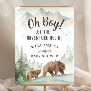 Adventure Begin Woodland Boy Baby Shower Welcome Foam Board