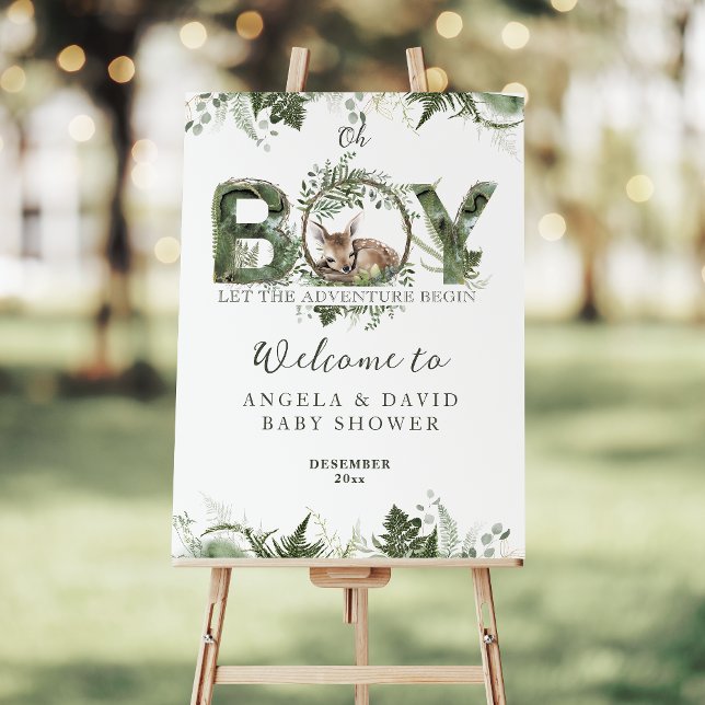 Adventure Begin Woodland Deer Baby Boy Shower Foam Board (Creator Uploaded)