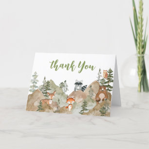 Adventure Begin Woodland Mountain Baby Shower Letterpress Thank You Card