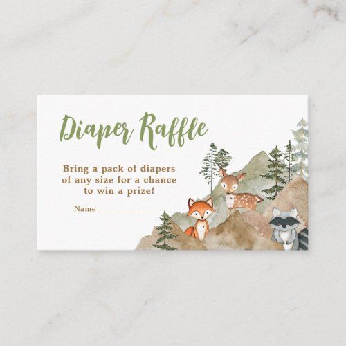 Adventure Begin Woodland Mountain Diaper Raffle Enclosure Card