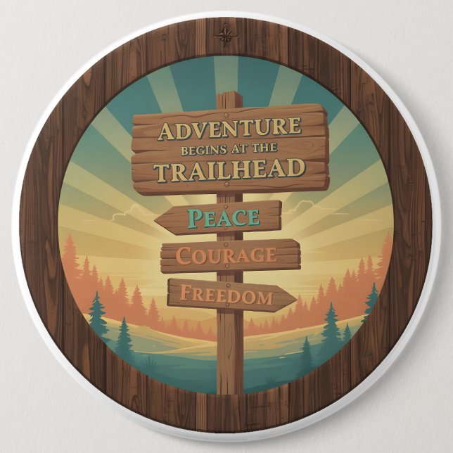 Adventure Begins at the Trailhead Button (Front)