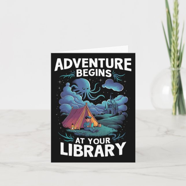 Adventure Begins At Your Library Book Lover Hiking Card (Front)