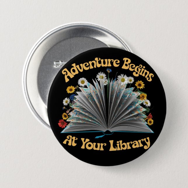 Adventure Begins At Your Library Summer Reading  Button (Front & Back)
