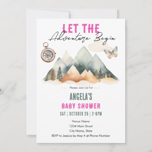 Adventure Begins Baby Shower  Invitation