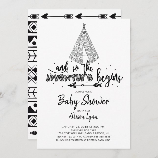 Adventure Begins Baby Shower Invitation (Front/Back)