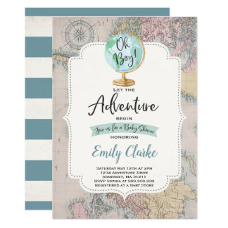 Adventure Begins Baby Shower Invitation Map Shower
