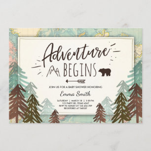 Adventure Begins Baby shower invitation Travel map
