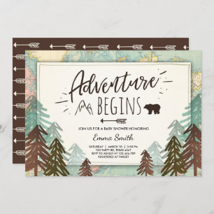 Adventure Begins Baby shower invitation Travel map