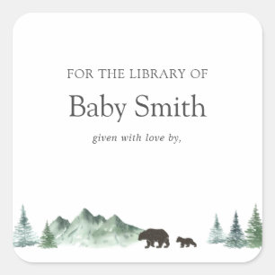 Adventure Begins Baby Shower Library Square Square Sticker