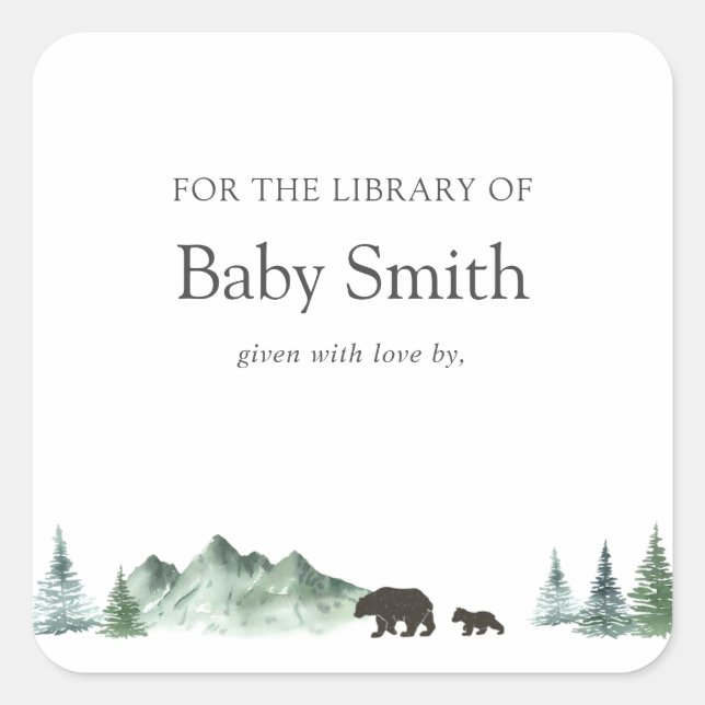 Adventure Begins Baby Shower Library Square Sticker (Front)
