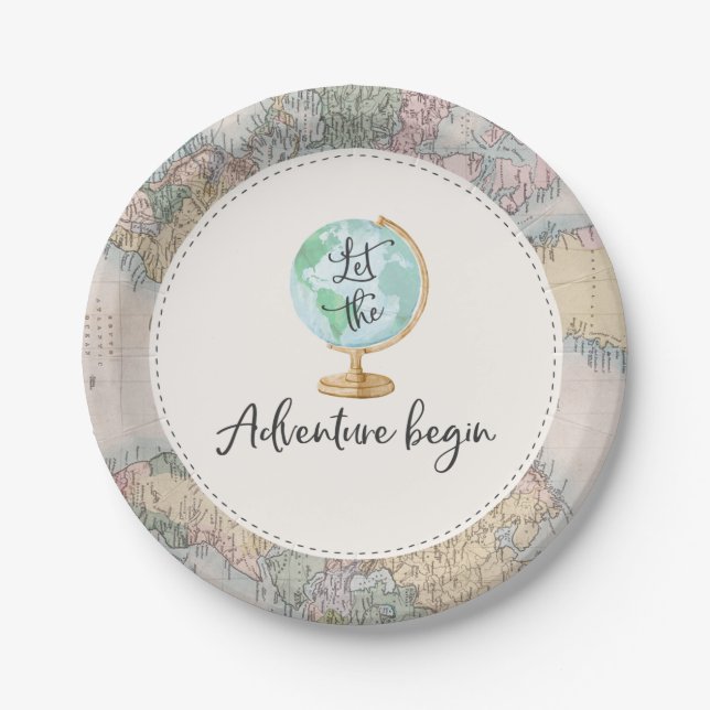 Adventure Begins Baby Shower Paper Plate 7" (Front)