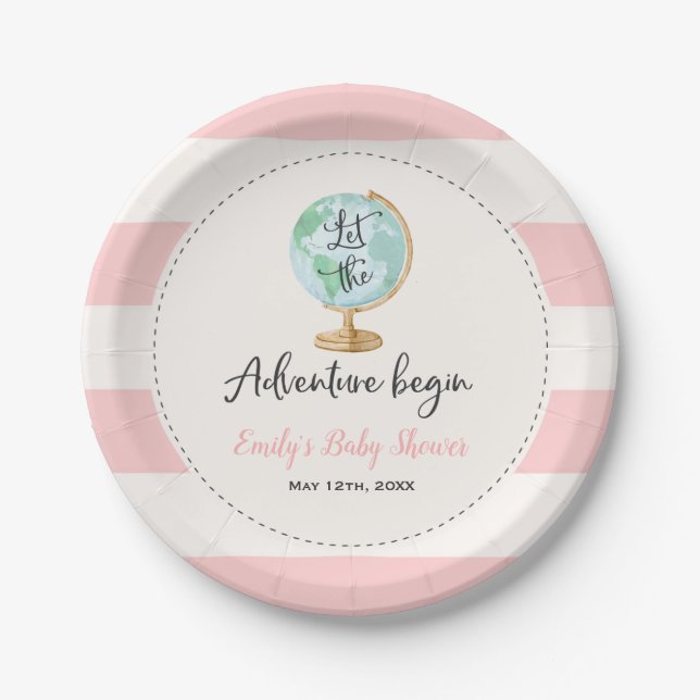 Adventure Begins Baby Shower Paper Plate 7" (Front)
