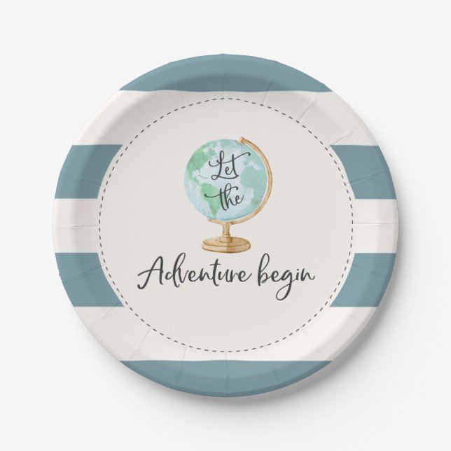 Adventure Begins Baby Shower Paper Plate 7" (Front)