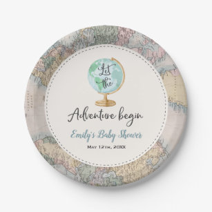 80-Pack A New Adventure Begins Paper Plates for Baby Showers (9 in)