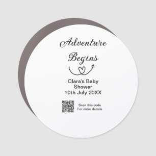 Adventure begins baby shower scan QR code heart si Car Magnet