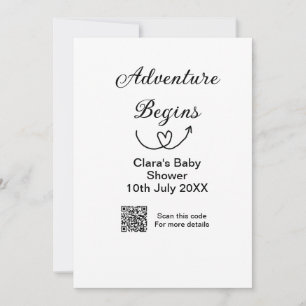 Adventure begins baby shower scan QR code heart si Invitation