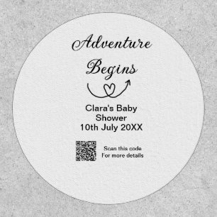 Adventure begins baby shower scan QR code heart si Patch