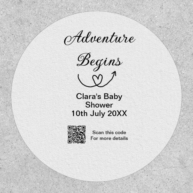 Adventure begins baby shower scan QR code heart si Patch (Front)