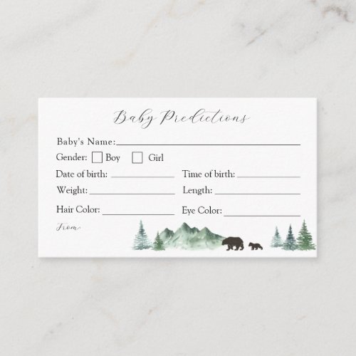 Adventure Begins Bear Baby Predictions Card