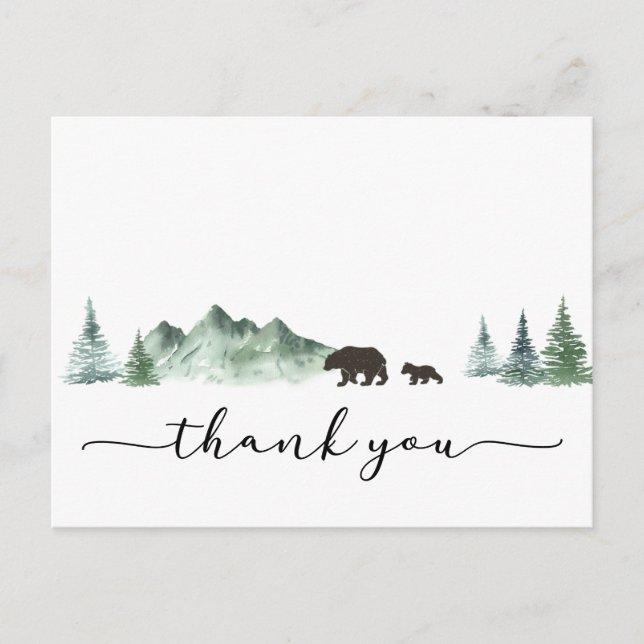 Adventure Begins Bear Baby Shower Thank You Card (Front)