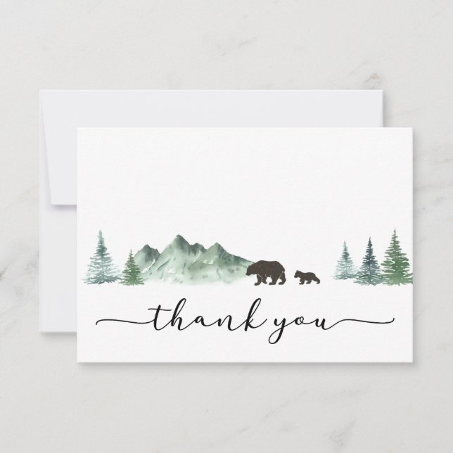 Adventure Begins Bear Baby Shower Thank You Card (Front)