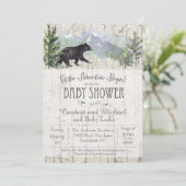 Adventure Begins Bear Birch Baby Shower Invitation (Standing Front)