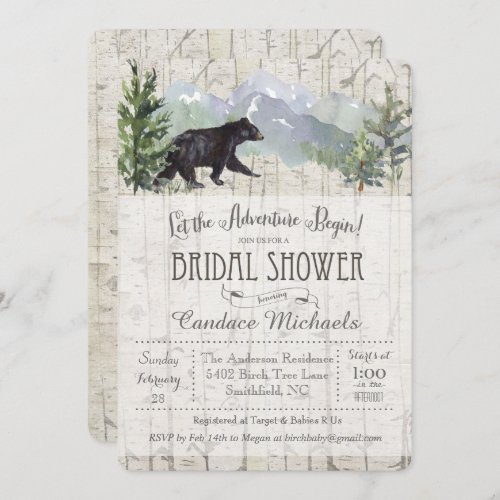 Adventure Begins Bear Bridal Shower Invitation