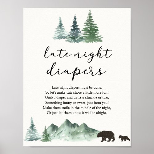 Adventure Begins Bear Late Night Diapers Poster