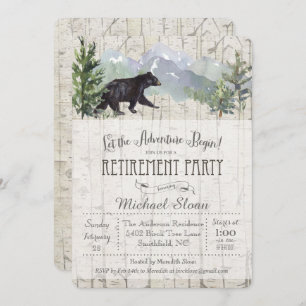 Adventure Begins Bear Retirement Invitation