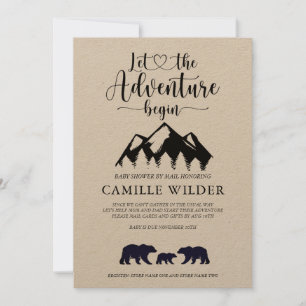 Adventure Begins Bears Kraft Baby Shower By Mail Invitation