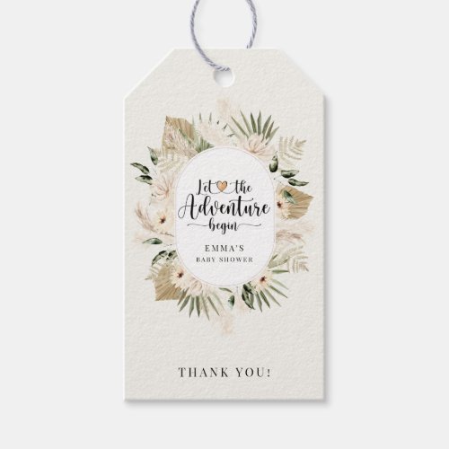Adventure Begins Boho Floral Baby Shower Thank You Gift Tags