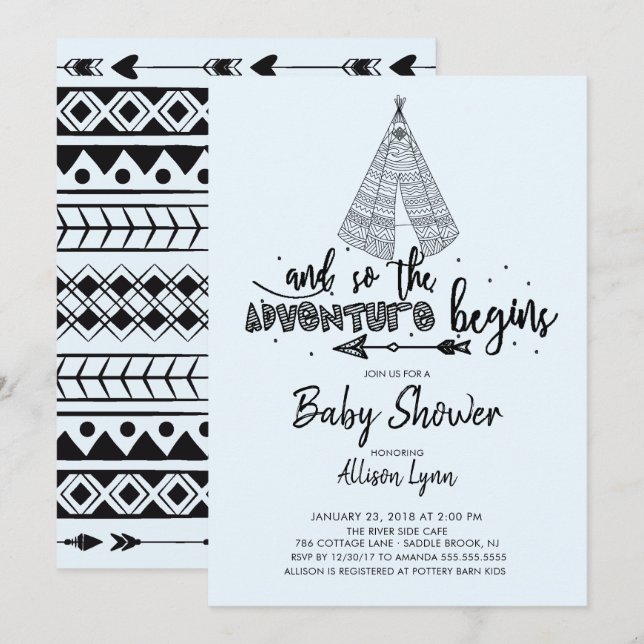 Adventure Begins Boys Baby Shower Invitation (Front/Back)