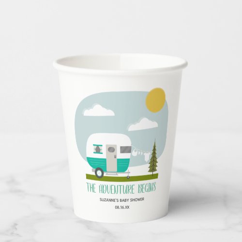 Adventure Begins Camper Clothesline Baby Shower Paper Cups