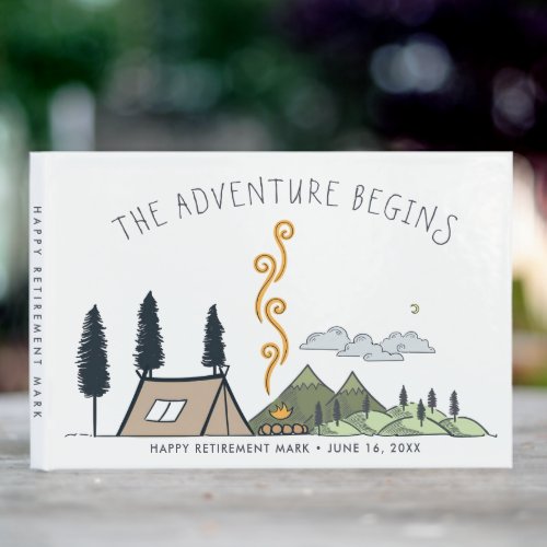 Adventure Begins  Camping Themed Retirement Guest Book