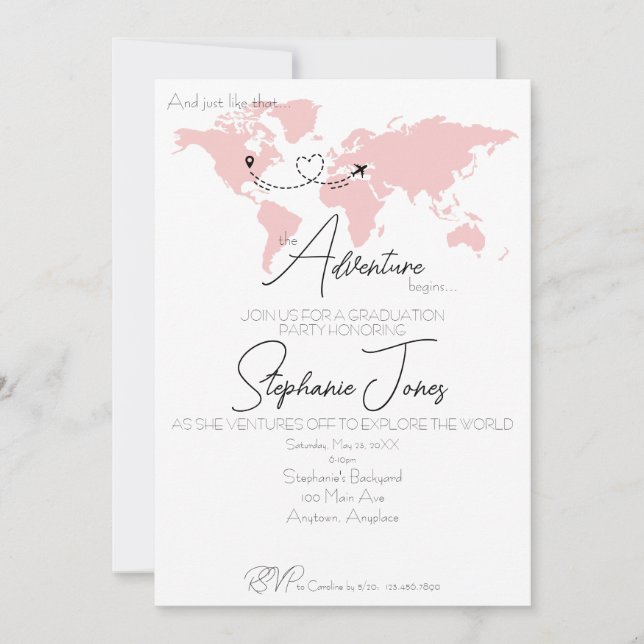 Adventure Begins College Graduation Party Invitation (Front)