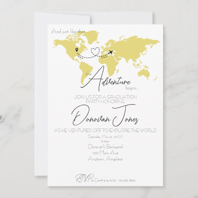 Adventure Begins College Graduation Party Invitation (Front)