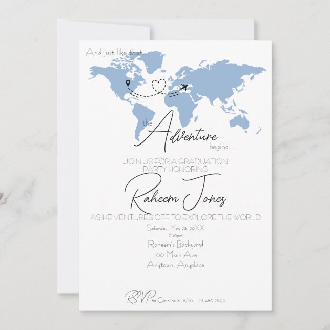 Adventure Begins College Graduation Party Invitation (Front)