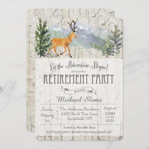 Adventure Begins Deer Retirement Invitation