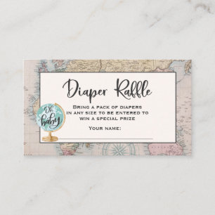Adventure Begins Diaper Raffle Ticket Travel Map Enclosure Card