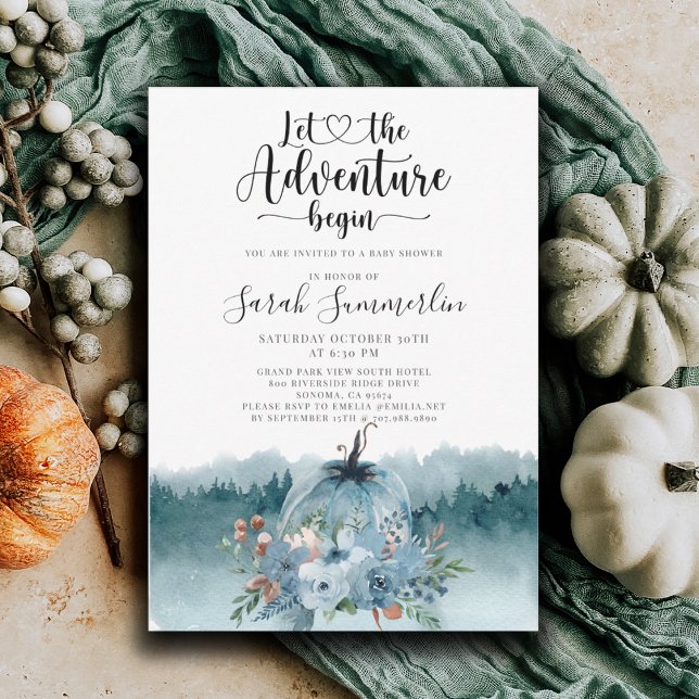 Adventure Begins Dusty Blue Baby Shower  Invitation (Creator Uploaded)