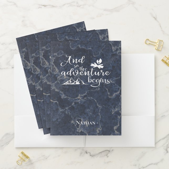 Adventure Begins Elegant Travel Quote Personalised Pocket Folder (In Situ)