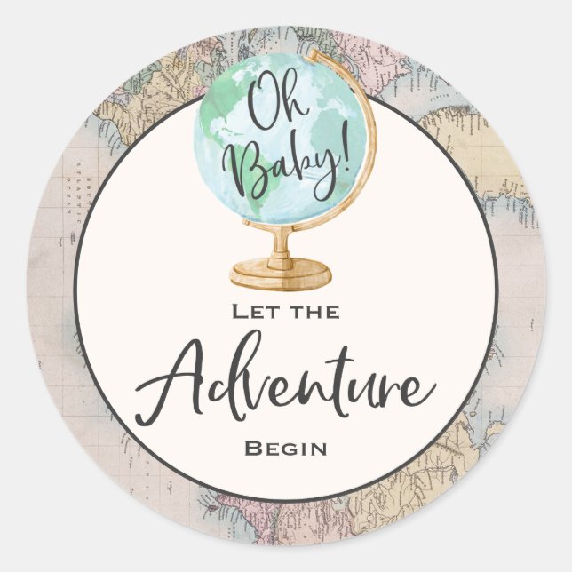 Adventure Begins Favor Tag Sticker Seal (Front)