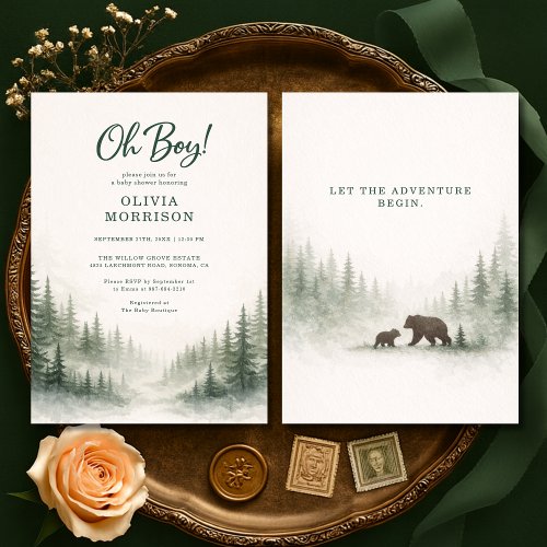 Woodland baby shower invitation