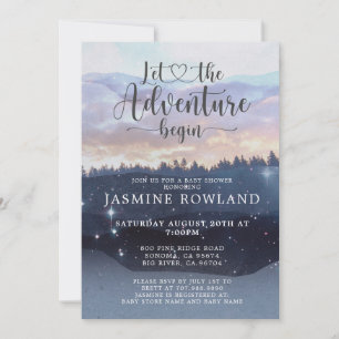 Adventure Begins Forest Mountains Invitation