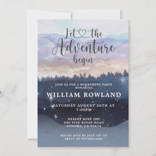 Adventure Begins Forest Theme Retirement Party Inv Invitation