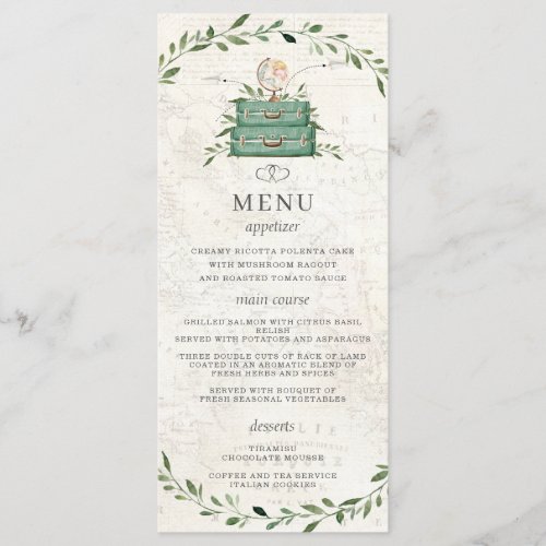 Adventure Begins Luggage Greenery Map Shower Menu