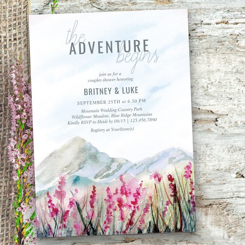 Adventure Begins Mountain Meadow Couples Shower Invitation