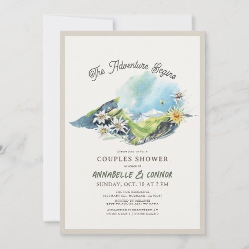 Adventure Begins Mountain Range Couples Shower Invitation