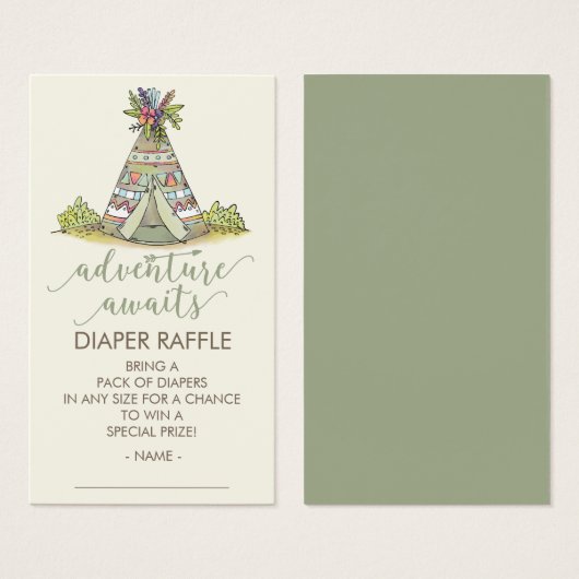 Adventure Begins Neutral Baby Shower Diaper Ticket (Front & Back)